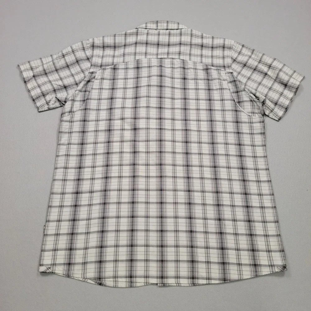 Men's The North Face Plaid Vented Button Down Shirt,‎ White/Grey, XL, Preowned